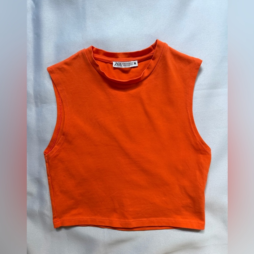 Zara Vibrant Orange Sleeveless Tank